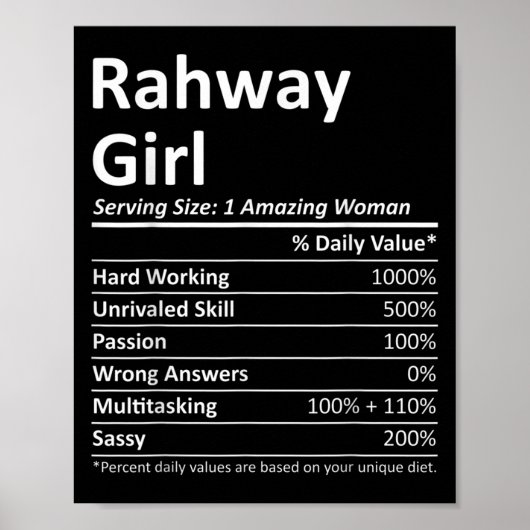 Rahway Girl Nj New Jersey Funny City Home Roots Us Poster (Vorne)