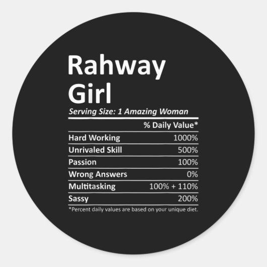 Rahway Girl Nj New Jersey Funny City Home Roots Us Runder Aufkleber (Vorderseite)