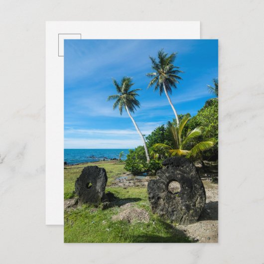Rai Stones auf Yap Island Postkarte (Vorne/Hinten)