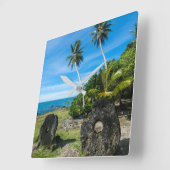 Rai Stones auf Yap Island Quadratische Wanduhr (Winkel)