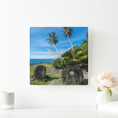 Rai Stones auf Yap Island Quadratische Wanduhr (Zuhause)