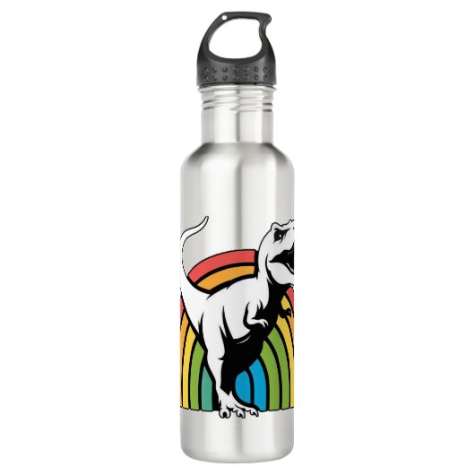 Raibow T-Rex Edelstahlflasche (Vorderseite)