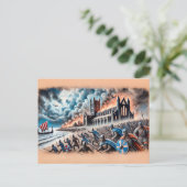 Raid auf Lindisfarne in Pastel Chalk Zeichnend Postkarte (Stehend Vorderseite)