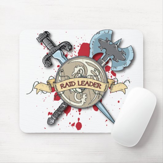 Raid-FÜHRER Tätowierung - Klinge, Axt und Schild Mousepad (Mit Mouse)