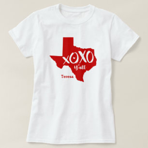 Raider Red XOXO, Y'all - Texas Staat Shape T-Shirt