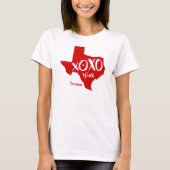 Raider Red XOXO, Y'all - Texas Staat Shape T-Shirt (Vorderseite)