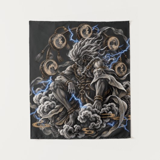 Raijin Bleu Wandteppich (Vorderseite)