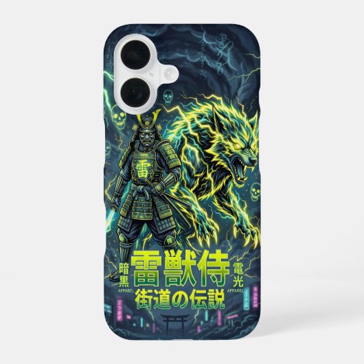 Raiju Blitzwolf Samurai iPhone 16 Hülle (Rückseite)