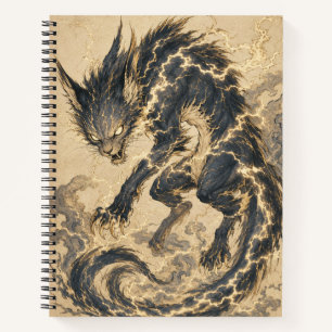 Raiju Goldschwanz Japanische Yokai-Kunst Spiralblo Notizblock