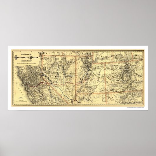 Rail Map 1882 von California & Nevada Poster (Vorne)