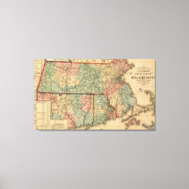 Rail Road & Township Karte von Massachusetts, 1879 Leinwanddruck