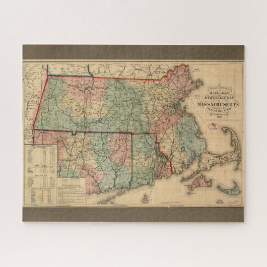 Rail Road & Township Karte von Massachusetts, 1879 Puzzle (Horizontal)