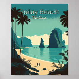 Railay Beach Minimalistisch Vintage Travel Poster