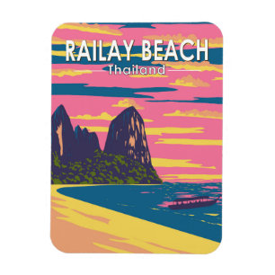 Railay Beach Thailand Reise Kunst Vintage Magnet