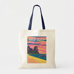 Railay Strand Thailand Reise Kunst Vintage Tragetasche