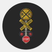 Railroad Crossing Locomotive Model Train Lover Roa Runder Aufkleber (Vorderseite)