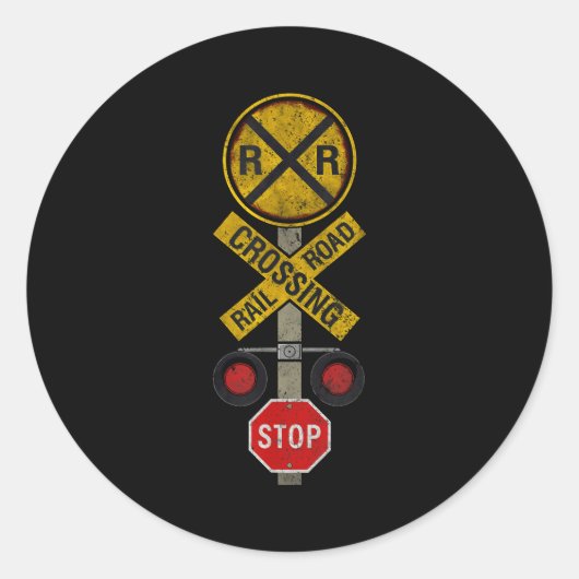 Railroad Crossing Locomotive Model Train Lover Roa Runder Aufkleber (Vorderseite)