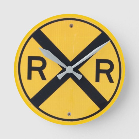 Railroad Crossing Sign Runde Wanduhr (Vorderseite)