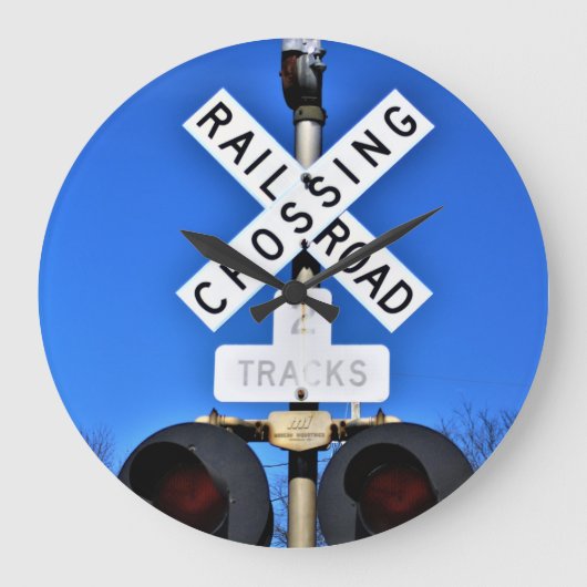 Railroad Crossing Signals With Mechanical Bell Große Wanduhr (Vorderseite)