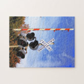 Railroad Crossing With Beautiful Blue Skies Puzzle (Horizontal)