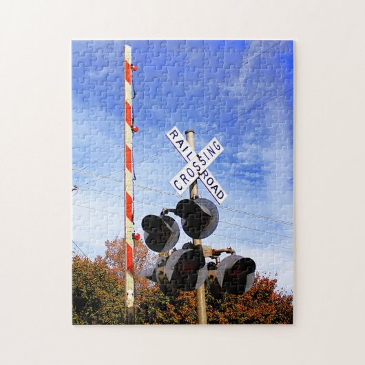Railroad Crossing With Beautiful Blue Skies Puzzle (Vertikal)