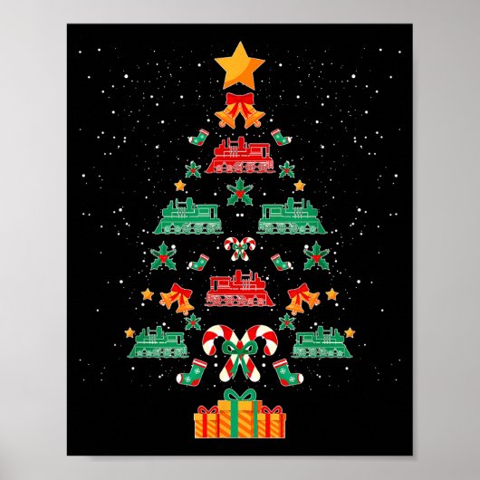 Railroad Train Locomotive Old Train Christmas Tree Poster (Vorne)