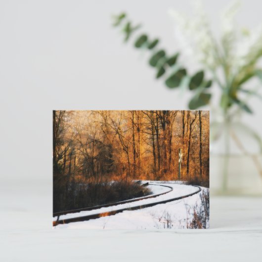 Rails im Winter Postkarte (Stehend Vorderseite)