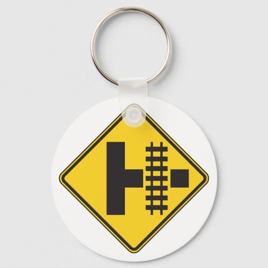 Railway Crossing Road Sign Keychain Schlüsselanhänger (Vorderseite)