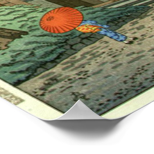 Rain at Enryakuji Temple Shin Hanga Print Poster (Ecke)