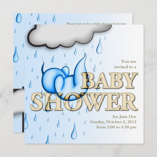 Rain Babies Dusche Einladung - Square Card (Vorne/Hinten)