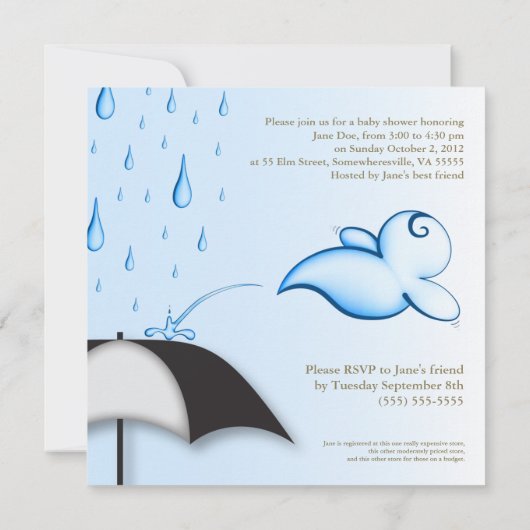 Rain Babies Dusche Einladung - Square Card (Rückseite)
