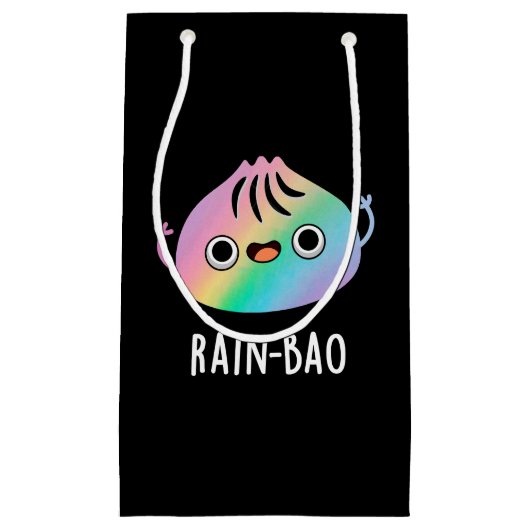 Rain-bao Funny Rainbow Dimsum Bao Pun Dark BG Kleine Geschenktüte (Vorderseite)