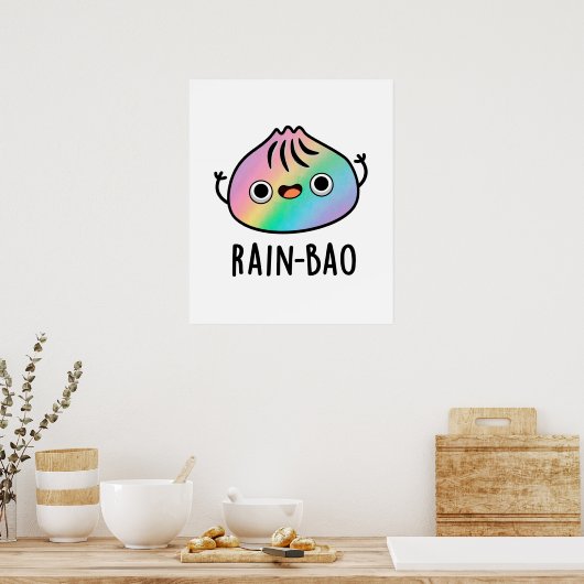 Rain-bao Funny Rainbow Dimsum Bao Pun Poster (Küche)