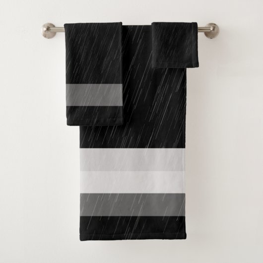 Rain Black and White Pattern Badhandtuch Set (Insitu)