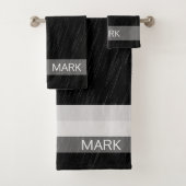 Rain Black and White Pattern, Mit Monogramm Badhandtuch Set (Insitu)
