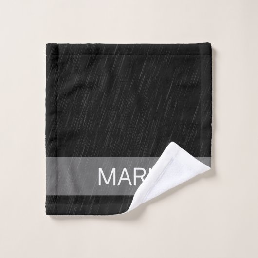 Rain Black and White Pattern, Mit Monogramm Badhandtuch Set (Waschlappen)