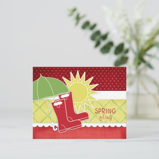 Rain Boots Spring Einladungen (Stehend Vorderseite)