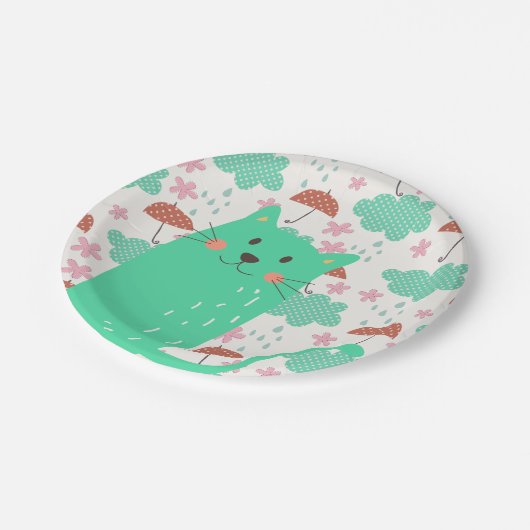 Rain Cats Pappteller (Schrägansicht)