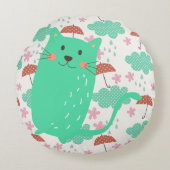 Rain Cats Rundes Kissen (Vorderseite)