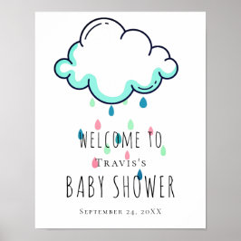 Rain Cloud Baby Sprinkle Begrüßungszeichen Poster