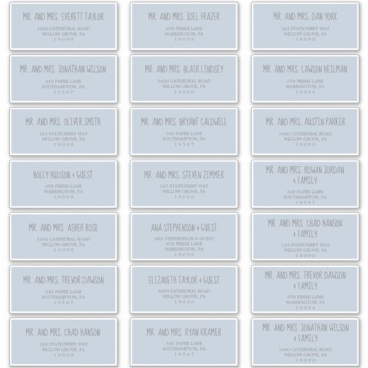 Rain Cloud Blue Baby Showadressen Labels (Vorderseite)