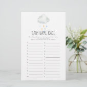Rain Cloud Boy Baby Dusche Baby Name Race Game (Stehend Vorderseite)