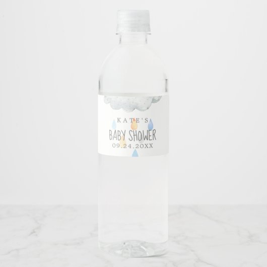 Rain Cloud Boy Baby Dusche Wasser Flasche Etikett (Vorderseite)