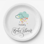 Rain Cloud Boy Baby Showdusche Teller (Vorderseite)