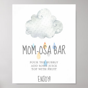 Rain Cloud Boy Baby Shower Mama-osa Bar Sign Poster