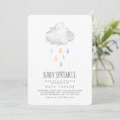 Rain Cloud Boy Baby Sprinkle Einladung (Stehend Vorderseite)