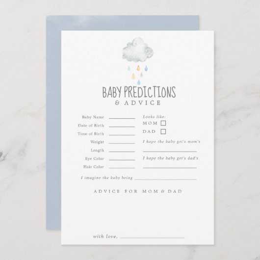 Rain Cloud Boy Baby Vorhersagen & Advice Card Hinweiskarte (Vorne/Hinten)