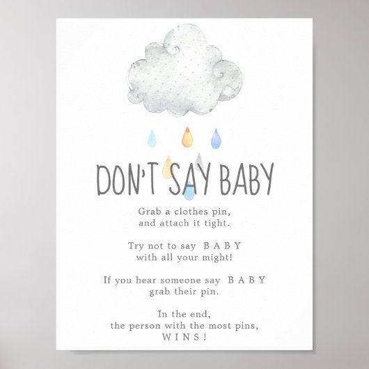 Rain Cloud Boy Say Baby Game Sign Poster (Vorne)