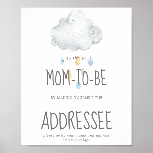 Rain Cloud Boy Shower Address a Envelope Sign Poster (Vorne)