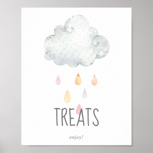 Rain Cloud Girl Baby Duschvorrichtung Leckereien s Poster (Vorne)
